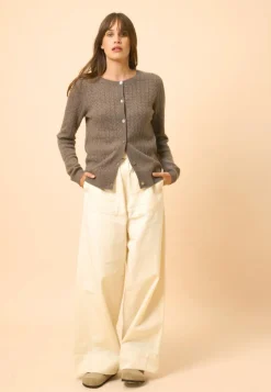 LAURA cardigan col rond taupe chiné