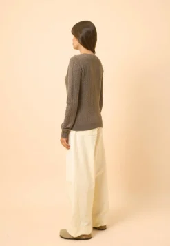 LAURA cardigan col rond taupe chiné