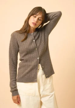 LAURA cardigan col rond taupe chiné