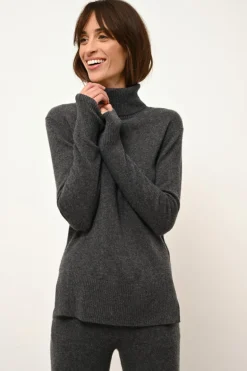 LEXIE pull col roulé anthracite chiné