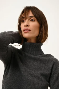 LEXIE pull col roulé anthracite chiné