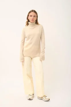 LEXIE pull col roulé avoine