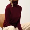 LEXIE pull col roulé bordeaux