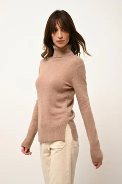 LEXIE pull col roulé camel chiné