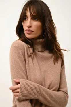 LEXIE pull col roulé camel chiné