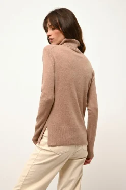 LEXIE pull col roulé camel chiné