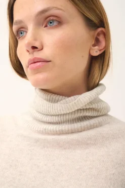 LEXIE pull col roulé gris perle chiné
