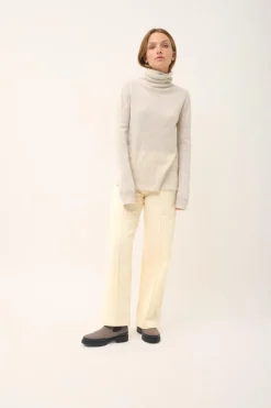 LEXIE pull col roulé gris perle chiné
