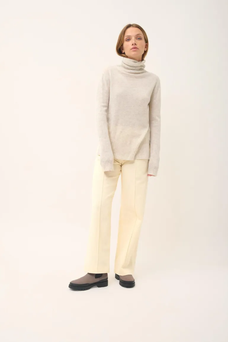 LEXIE pull col roulé gris perle chiné
