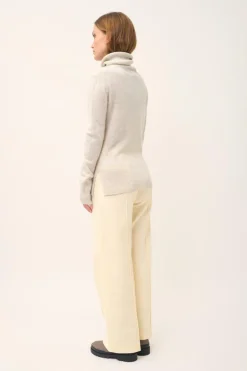 LEXIE pull col roulé gris perle chiné