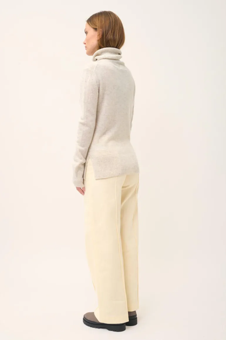 LEXIE pull col roulé gris perle chiné