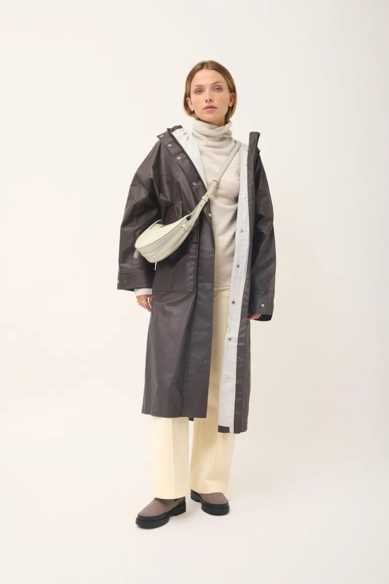 LEXIE pull col roulé gris perle chiné