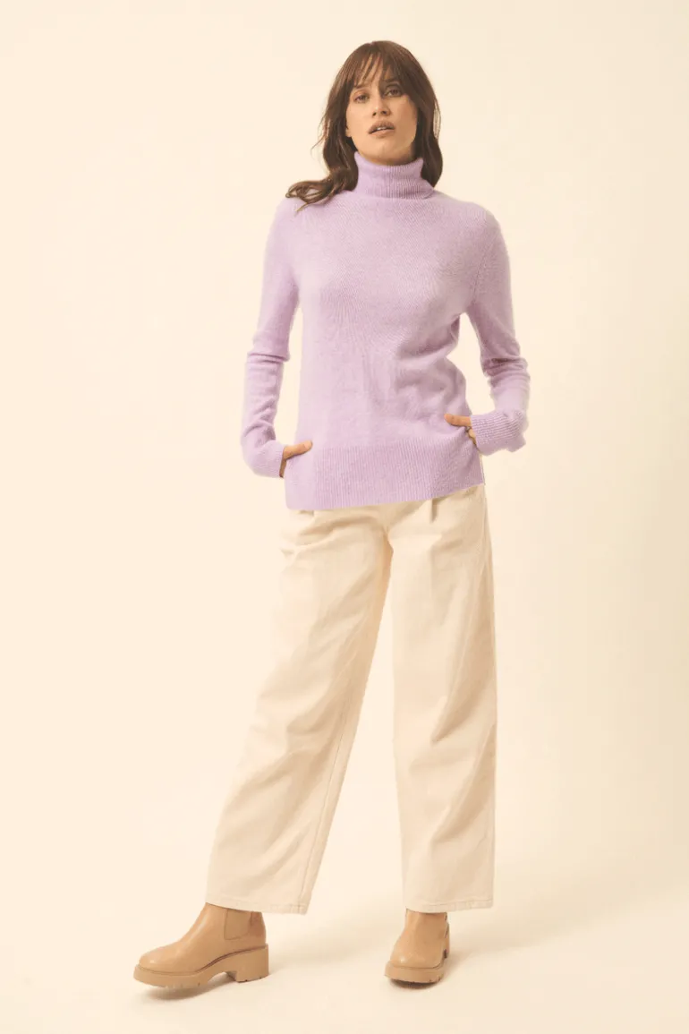 LEXIE pull col roulé mauve chiné