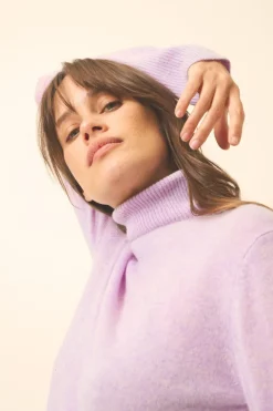 LEXIE pull col roulé mauve chiné
