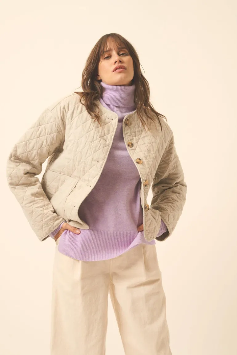 LEXIE pull col roulé mauve chiné