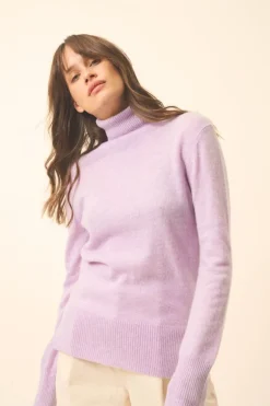 LEXIE pull col roulé mauve chiné