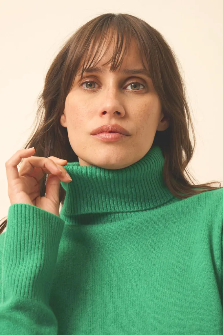 LEXIE pull col roulé menthe
