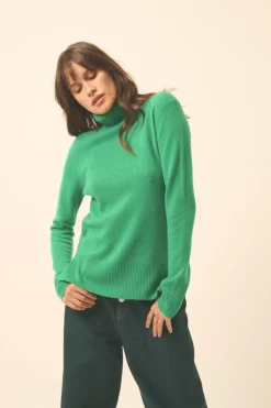 LEXIE pull col roulé menthe