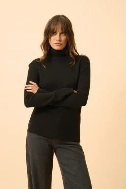 LEXIE pull col roulé noir