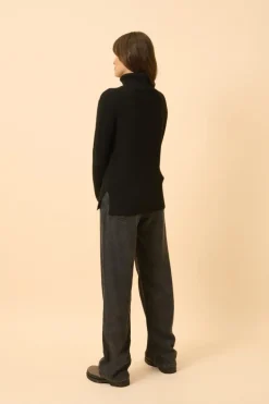 LEXIE pull col roulé noir