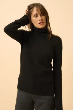 LEXIE pull col roulé noir