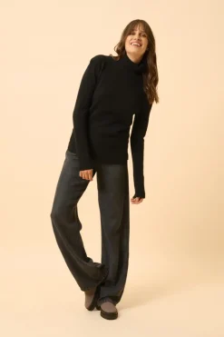 LEXIE pull col roulé noir