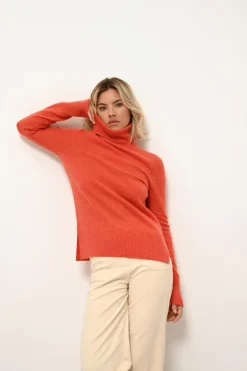 LEXIE pull col roulé orange chiné