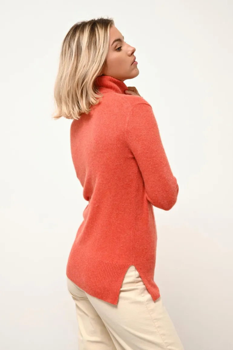 LEXIE pull col roulé orange chiné