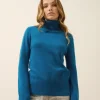 LEXIE pull col roulé paon
