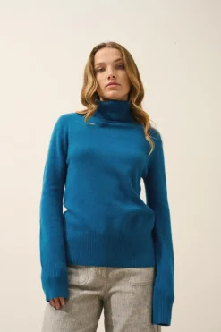 LEXIE pull col roulé paon