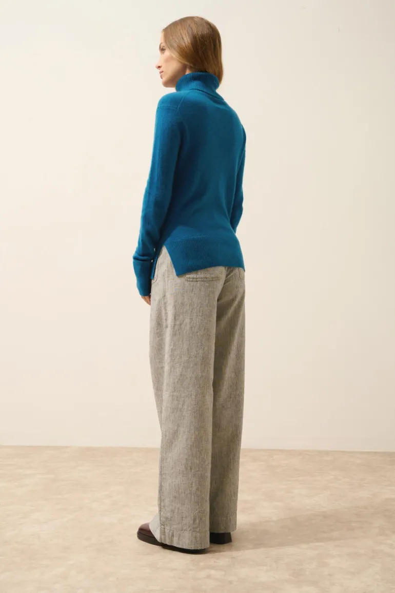 LEXIE pull col roulé paon