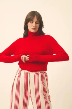 LEXIE pull col roulé rouge