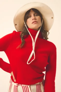 LEXIE pull col roulé rouge
