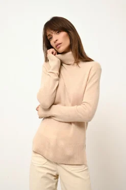 LEXIE pull col roulé sable