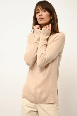 LEXIE pull col roulé sable