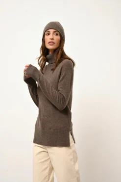 LEXIE pull col roulé taupe chiné