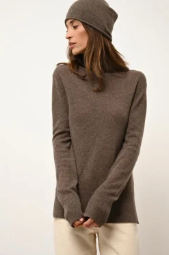 LEXIE pull col roulé taupe chiné