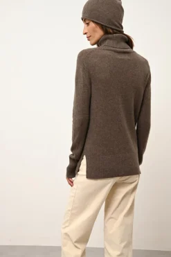 LEXIE pull col roulé taupe chiné