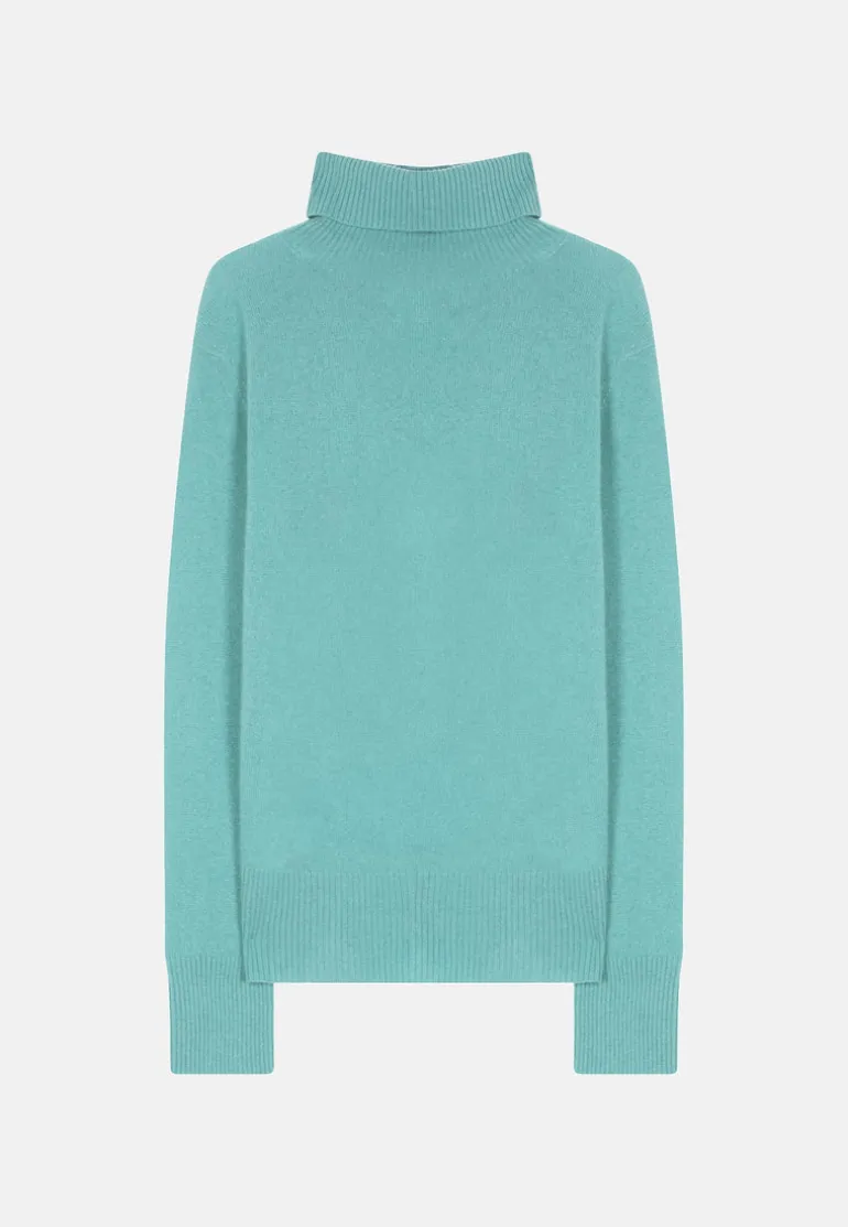 LEXIE pull col roulé vert chiné