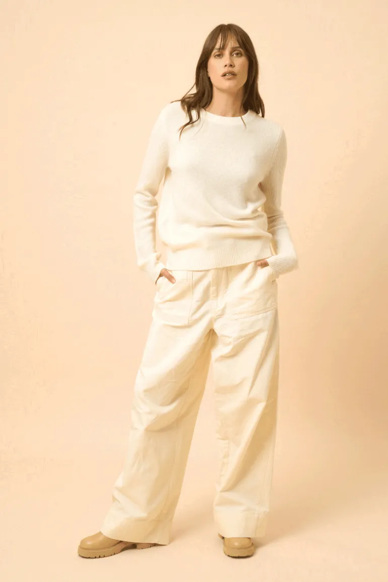 LEXINI pull col rond ivoire