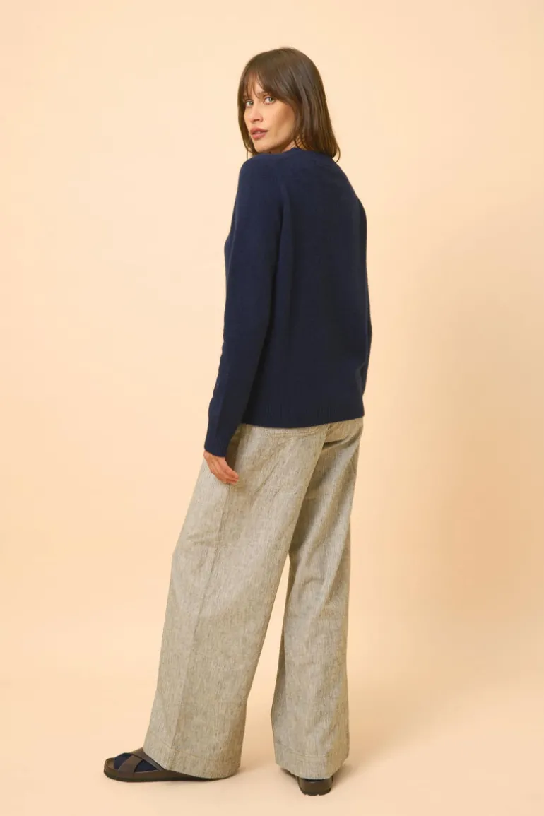 LEXINI pull col rond navy