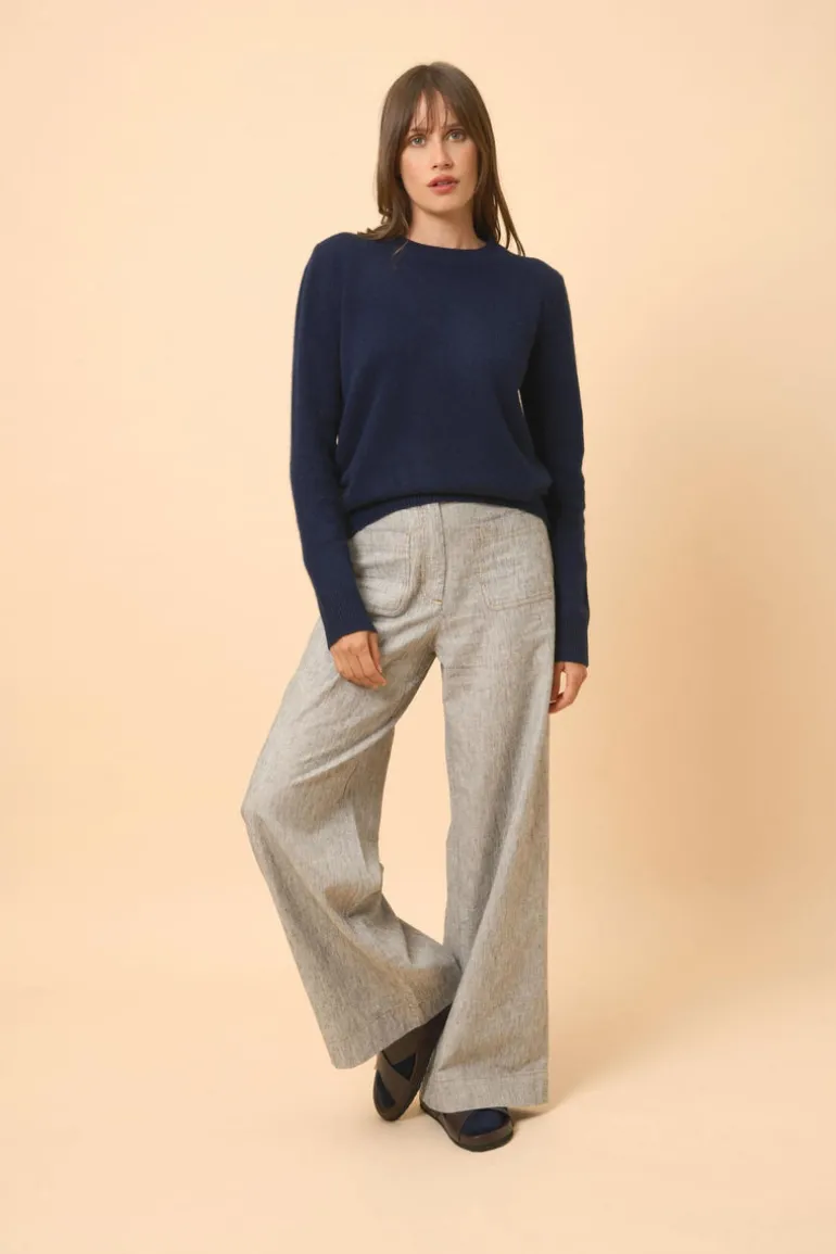LEXINI pull col rond navy
