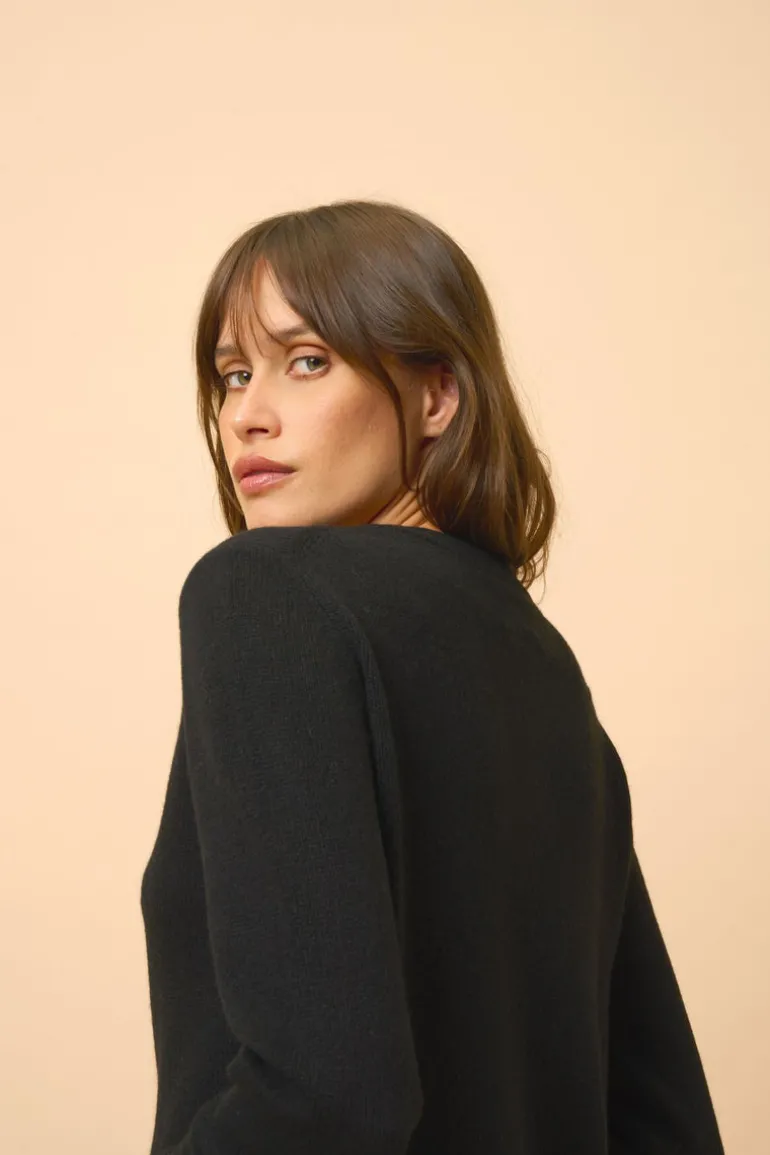 LEXINI pull col rond noir