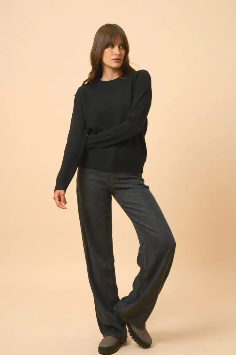 LEXINI pull col rond noir