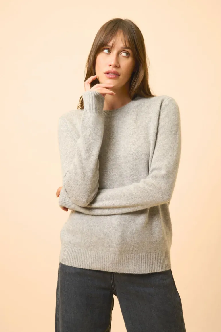 LEXINI pull col rond nuage chiné