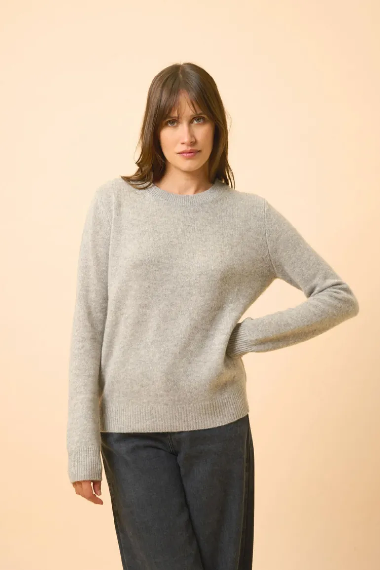 LEXINI pull col rond nuage chiné
