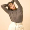 LEXINI pull col rond taupe chiné