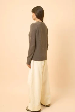 LEXINI pull col rond taupe chiné