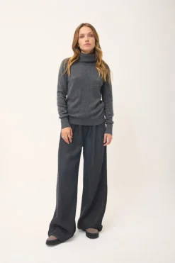 LILLY pull col roulé anthracite chiné