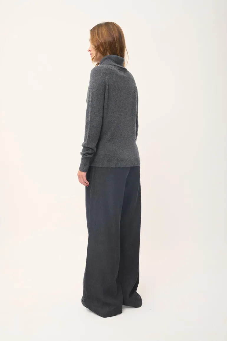 LILLY pull col roulé anthracite chiné
